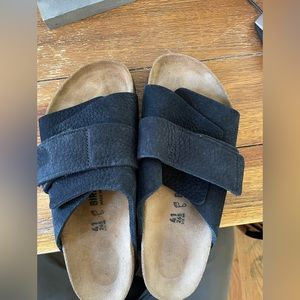 Birkenstock Kyoto Desert buck black with natural cork footbed, men 8, womens 10